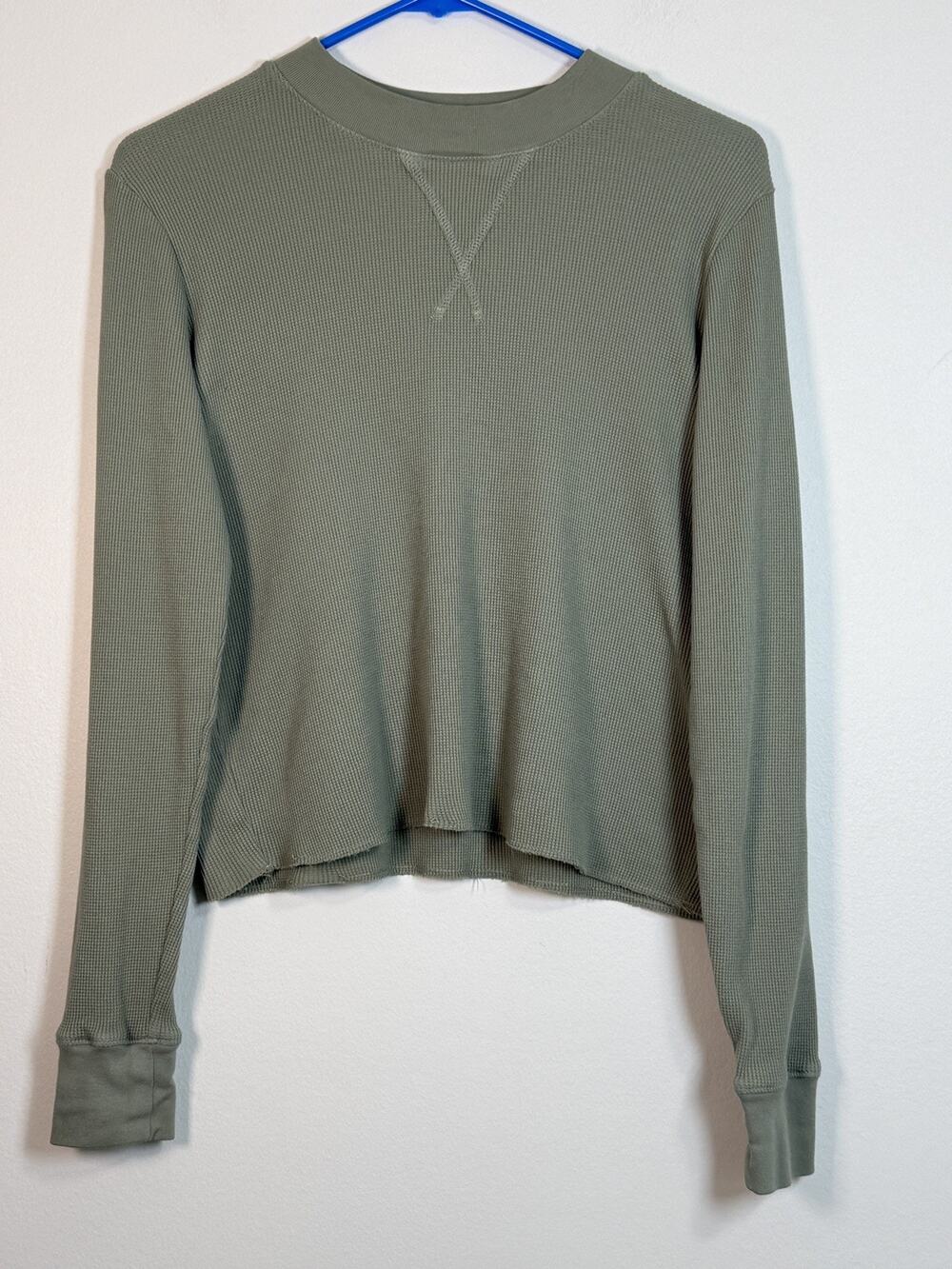 Mate The Label 100% Organic Cotton Thermal Boxy Crop Top Green Small !LOOK!